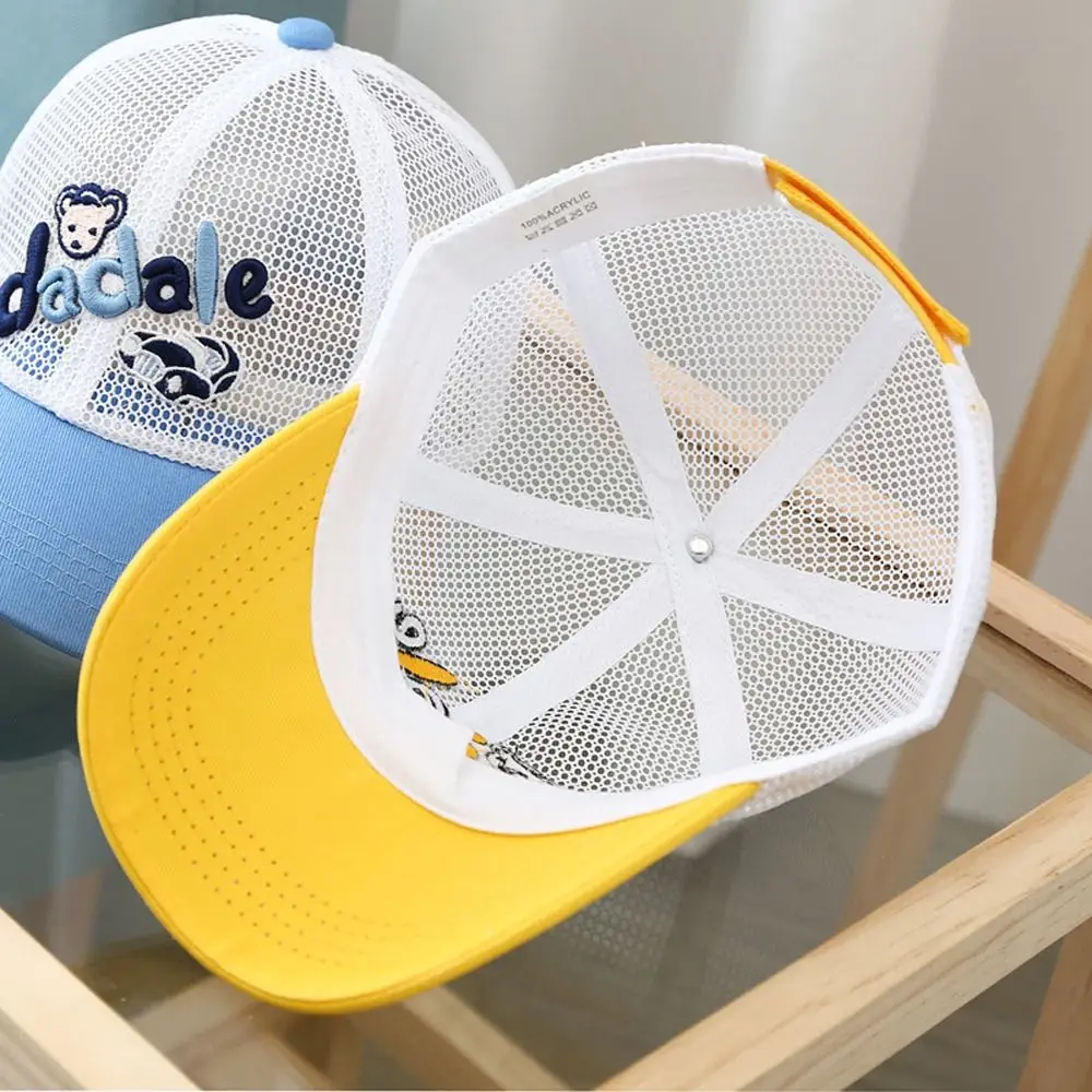 Gorra de béisbol con visera para niños, gorro con visera, estilo coreano, malla de ojos grandes, transpirable, informal, Verano