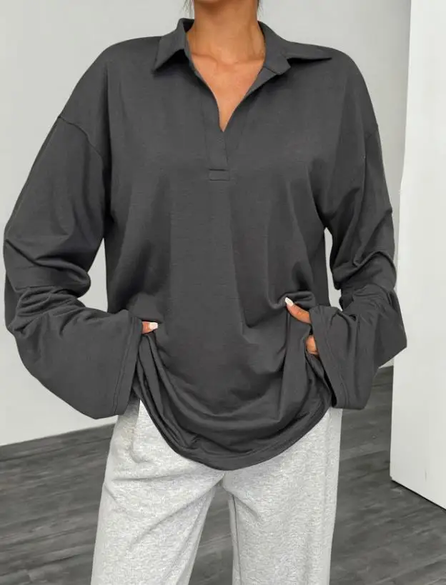 

2026 Spring/summer Casual Simple Long Sleeve Loose Bottom Shirt Women's Wear