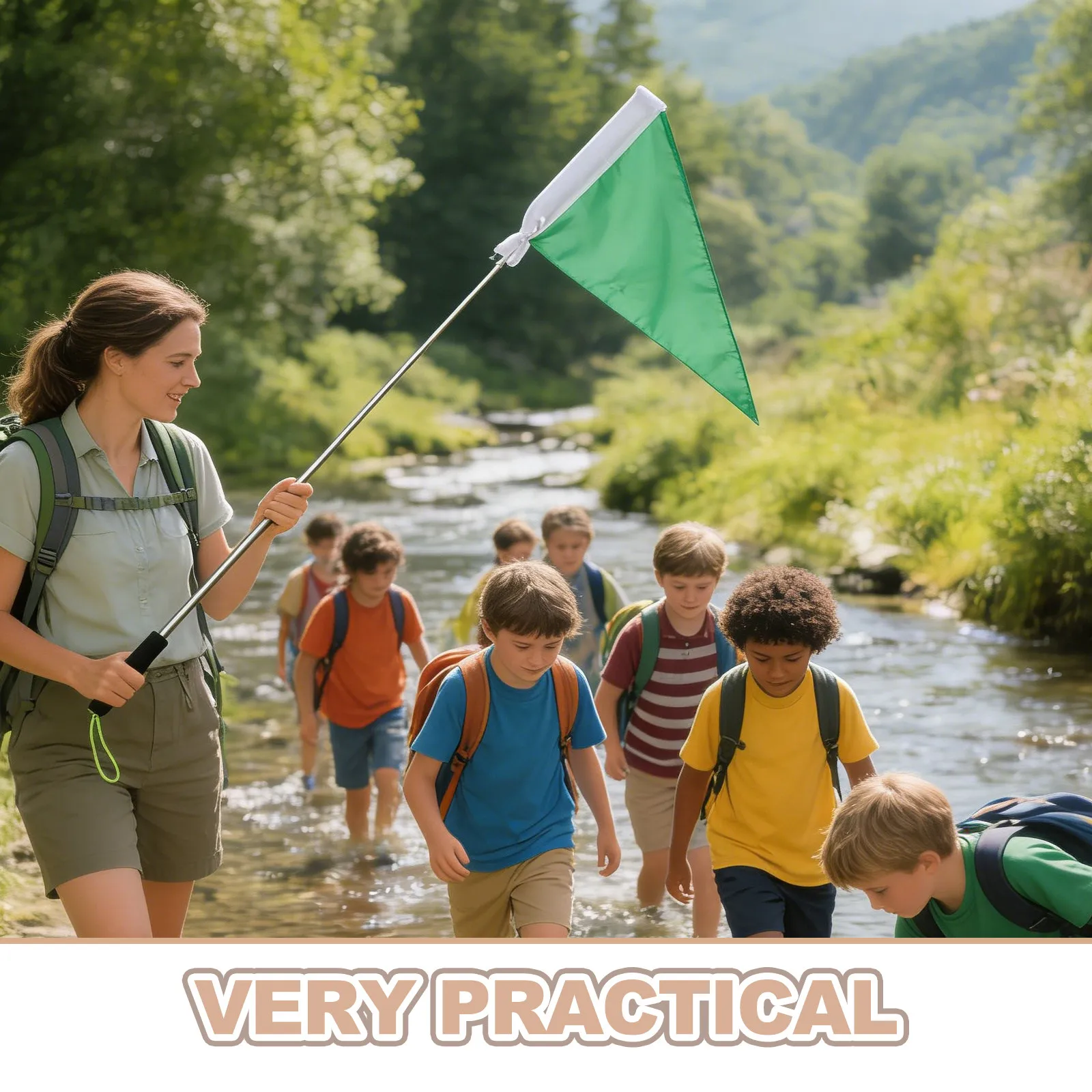 Foldable Telescopic Tour Guide Flag Adjustable Handheld Pole High Visibility Marker for School Trips Tourist Group Outdoor