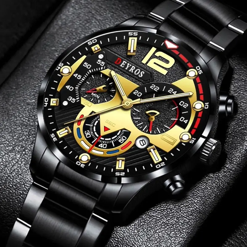 Luxury Fashion Mens Watches Stainless Steel Quartz Wristwatch Calendar Luminous Clock Men Business Casual Watch Reloj Hombre