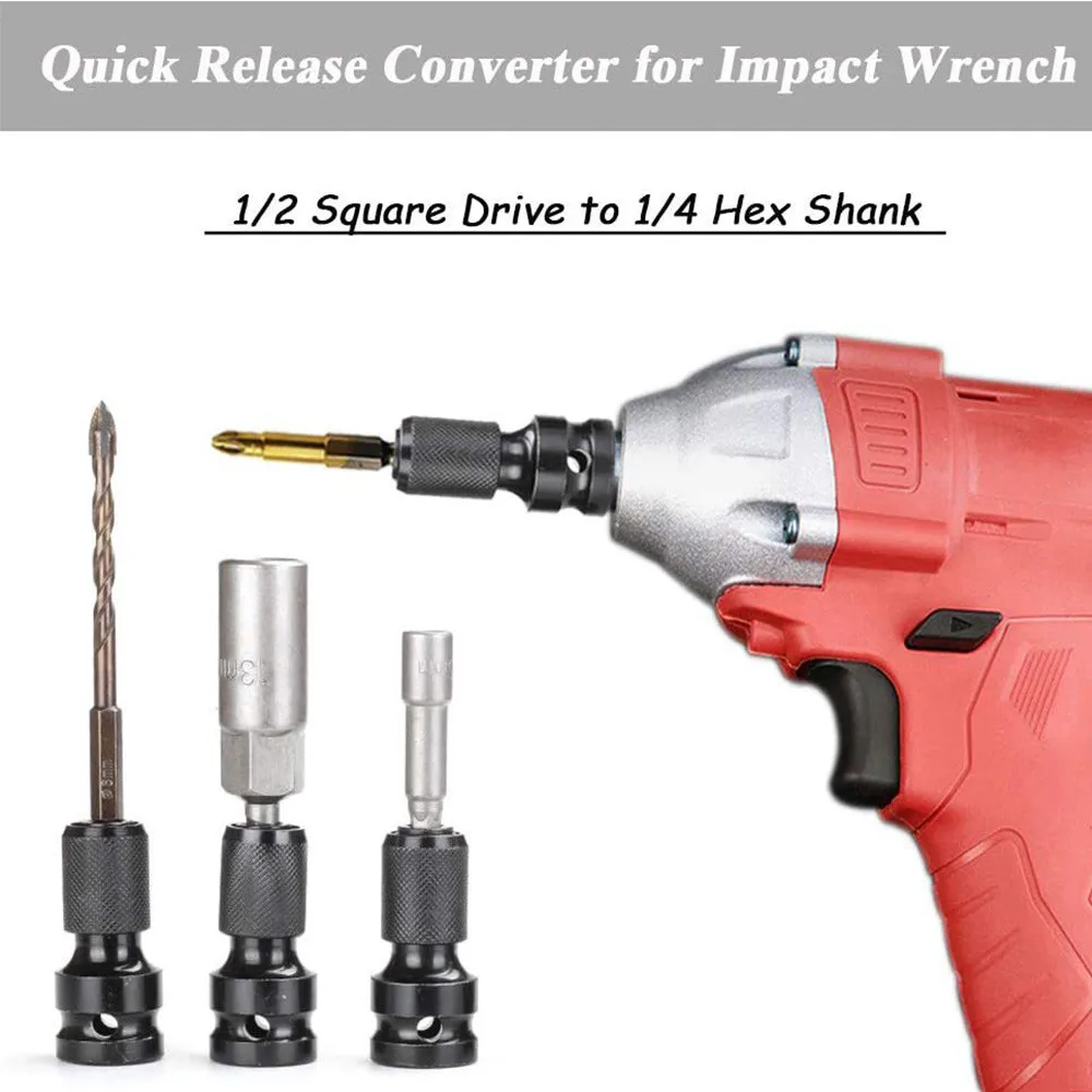 1pcs e Wrench Adapter Socket Ratchet Torque Wrench Adapter 1/2 Inch Square to 1/4 Inch Hex Ratchet Socket Converter