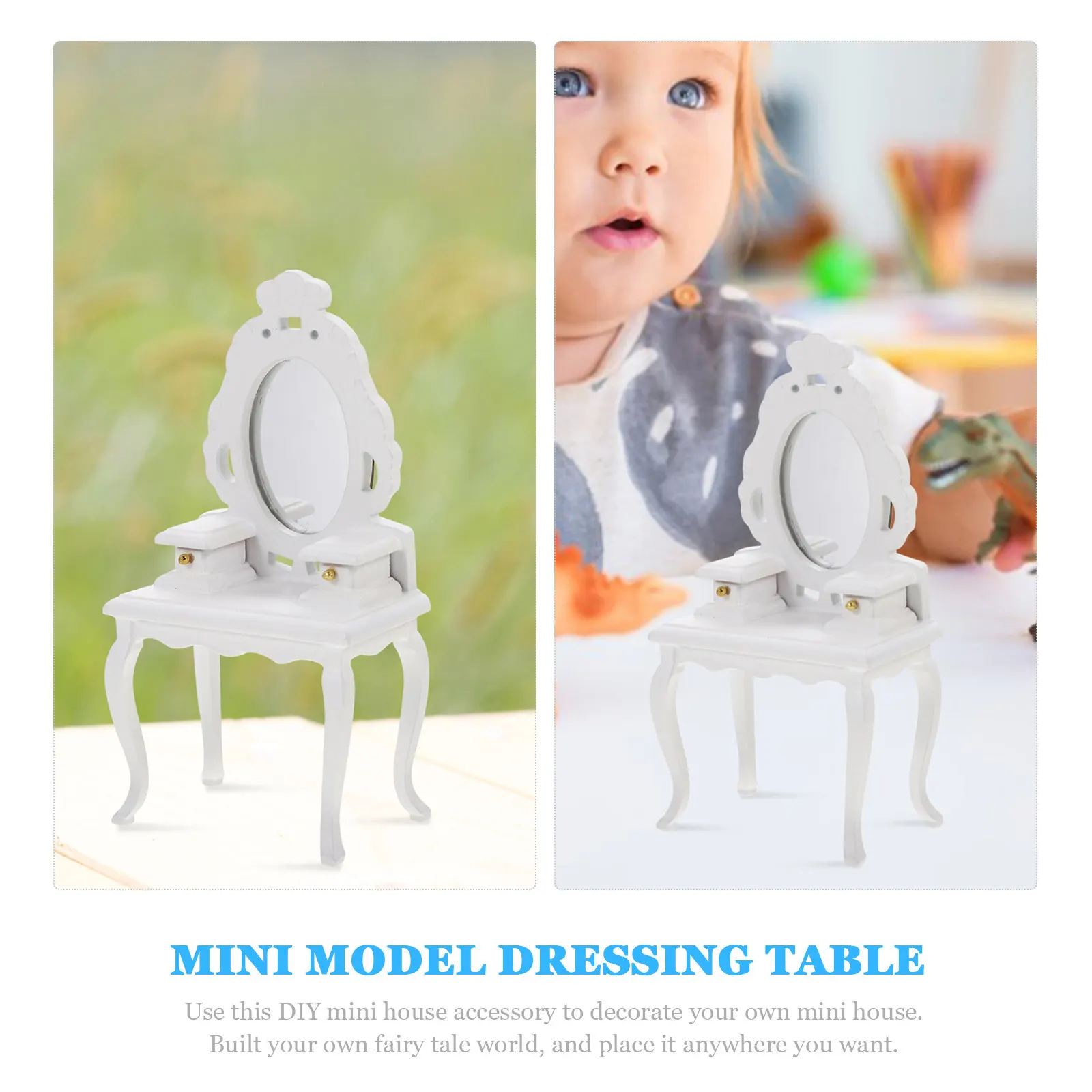 Mini House Dressing Table Miniature Furniture Dressing Table Compact Decorative Accessory for Dollhouse Scene Design Photography