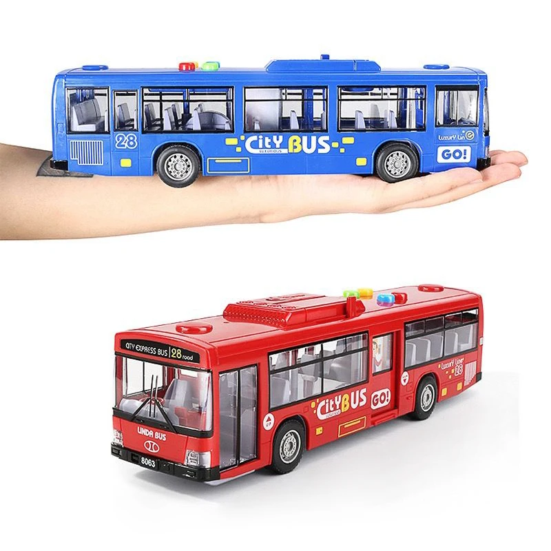 Large simulation bus toy light music pull back car model high quality city bus boy children educational toy gift