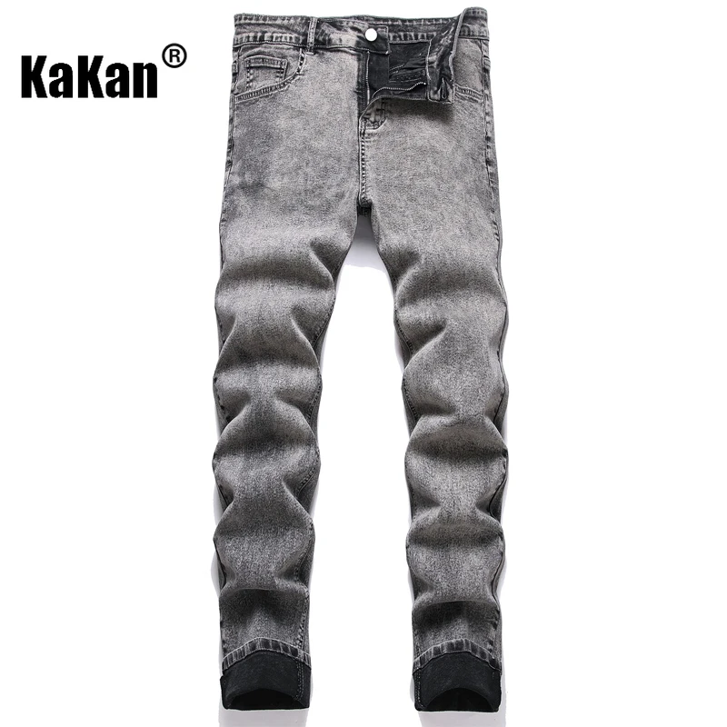 Kakan - New Men's Y2K Stir Fried Snowflake Jeans, Cloth Bag Elastic Small Leg Jeans Jeans, Jeans Man Brand