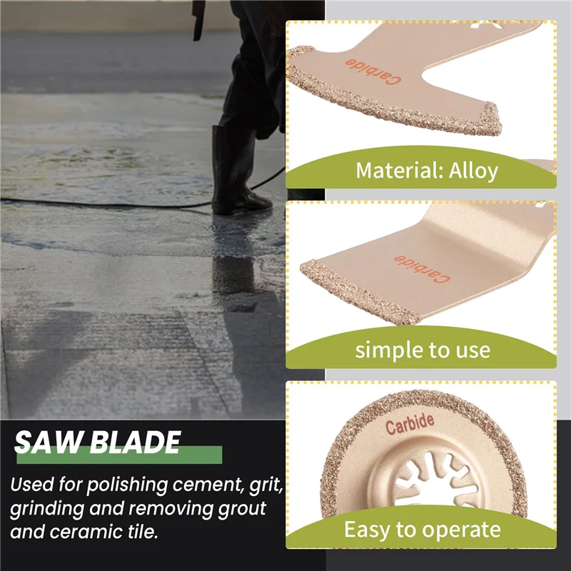 N84R Oscillating Saw Blades - 3Pcs Multi Function Tile Saw Blades Set For Ceremic Porcelain Tile Cutting, Carbide