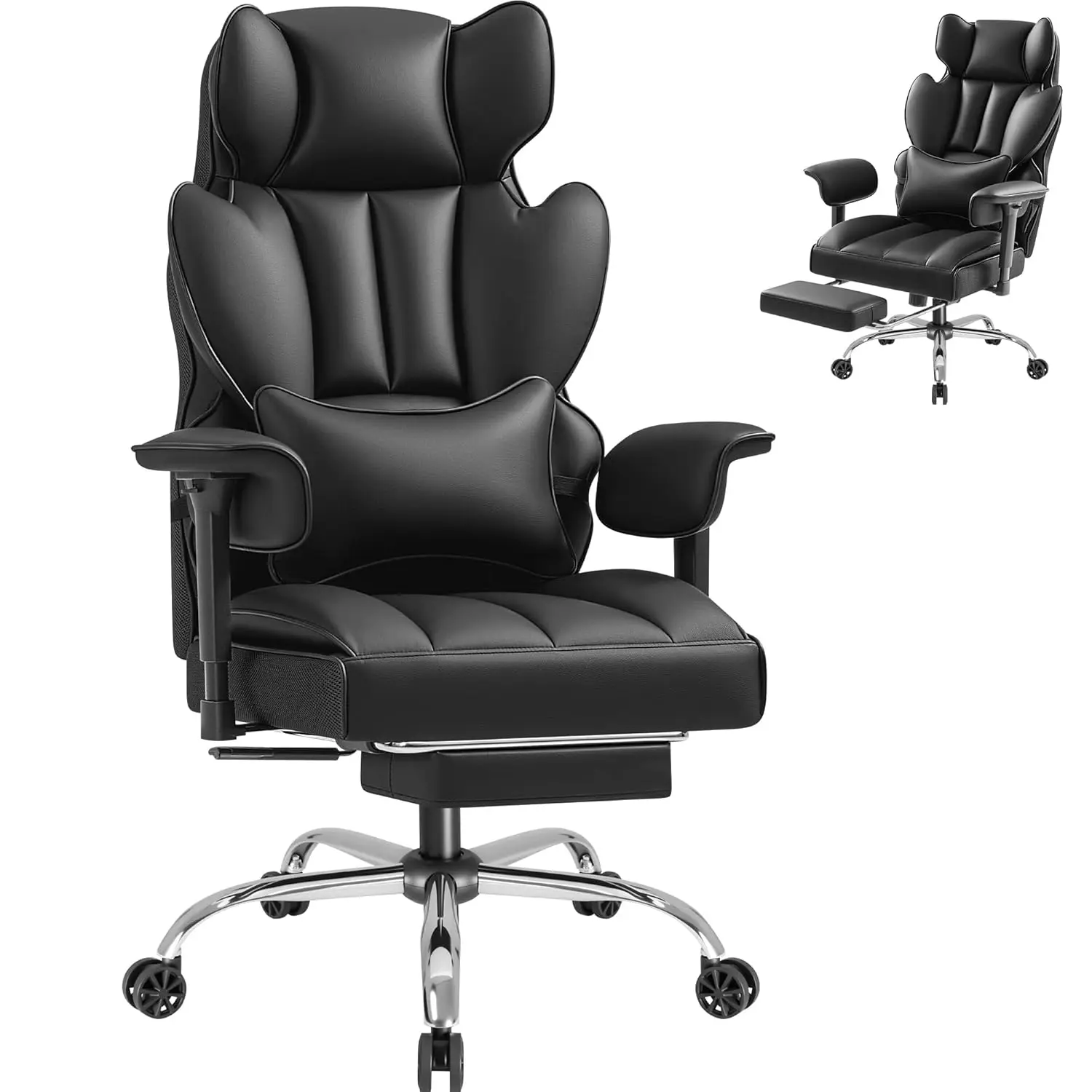 Ergonomic High Back Office & Gaming Chair with Footrest & Adjustable Armrests for Heavy People 400LBS Home Office, Customized