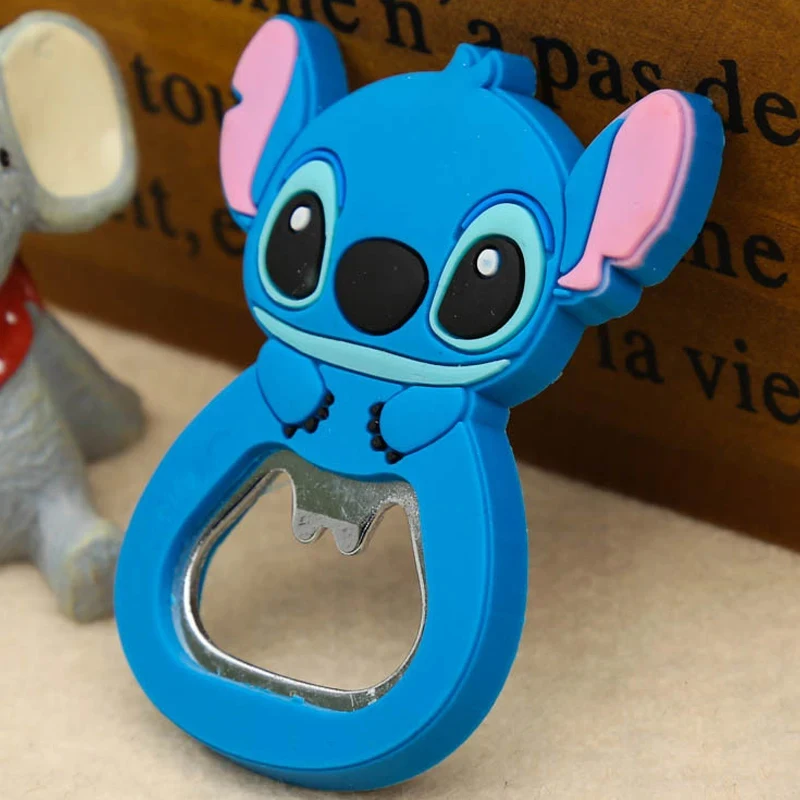 Disney Lilo & Stitch PVC Beer Bottle Opener Cartoon Stitch Fridge Magnets Tavern Party Supplies Soft Sticker Gift for Kids Cute