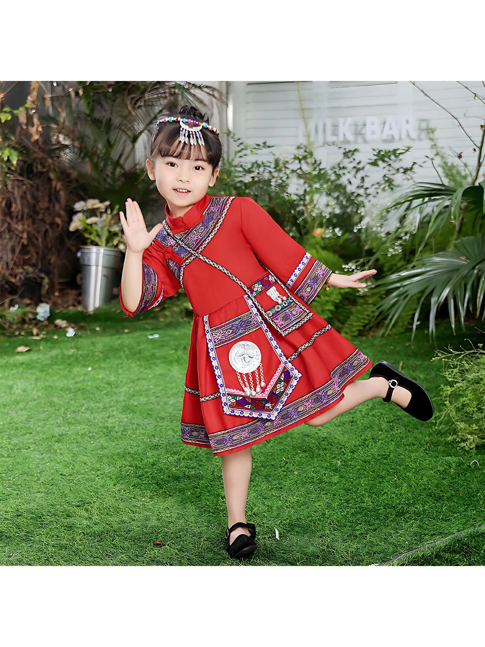 子供用少数民族パフォーマンス服広西チワン民族グループ漢民族舞踊パフォーマンス衣装男の子と女の子の服