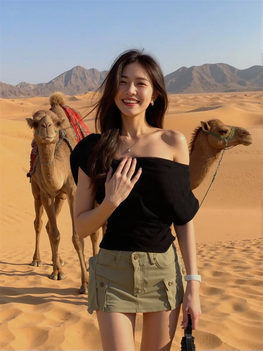 

Sexy Off Shoulder Short Sleeve Korean Clothing Tee Shirt Ladies T-shirt Pattern Spring Elegant Youthful Woman Chic Fashion