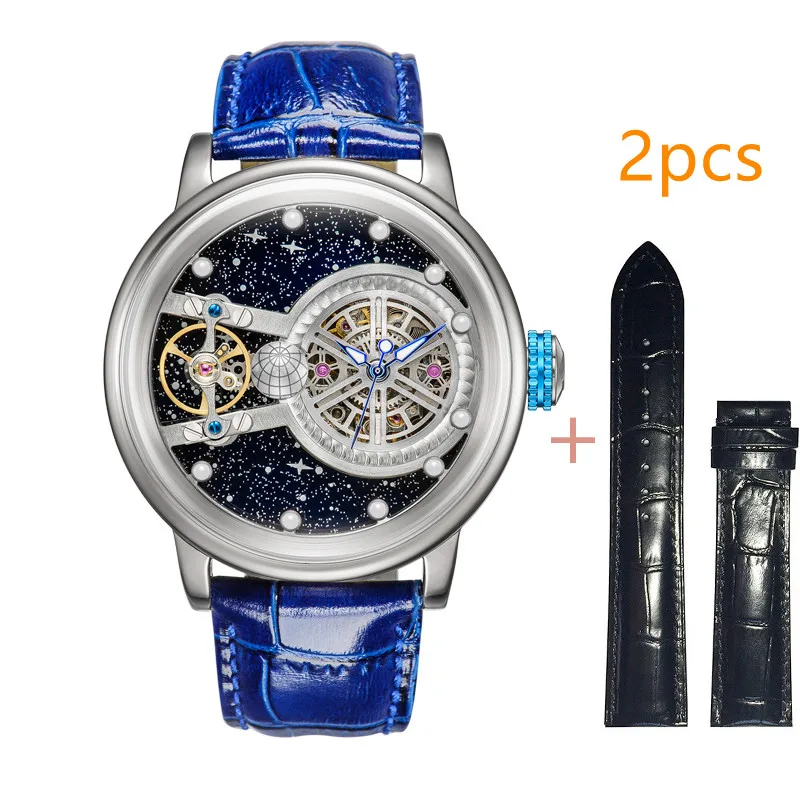 Hanboro Starry Sky Man Watch Automatische Mechanische Aarde Universum Waterdichte Horloges Voor Mannen Lichtgevende Klok Montre Homme Luxe