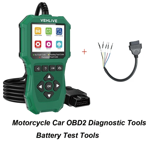 Imagen 1 del producto Herramienta de medición de diagnóstico de motocicleta, herramientas de escáner OBD2 para coche con prueba de voltaje para Honda, Kawasaki, generación, KYMCO