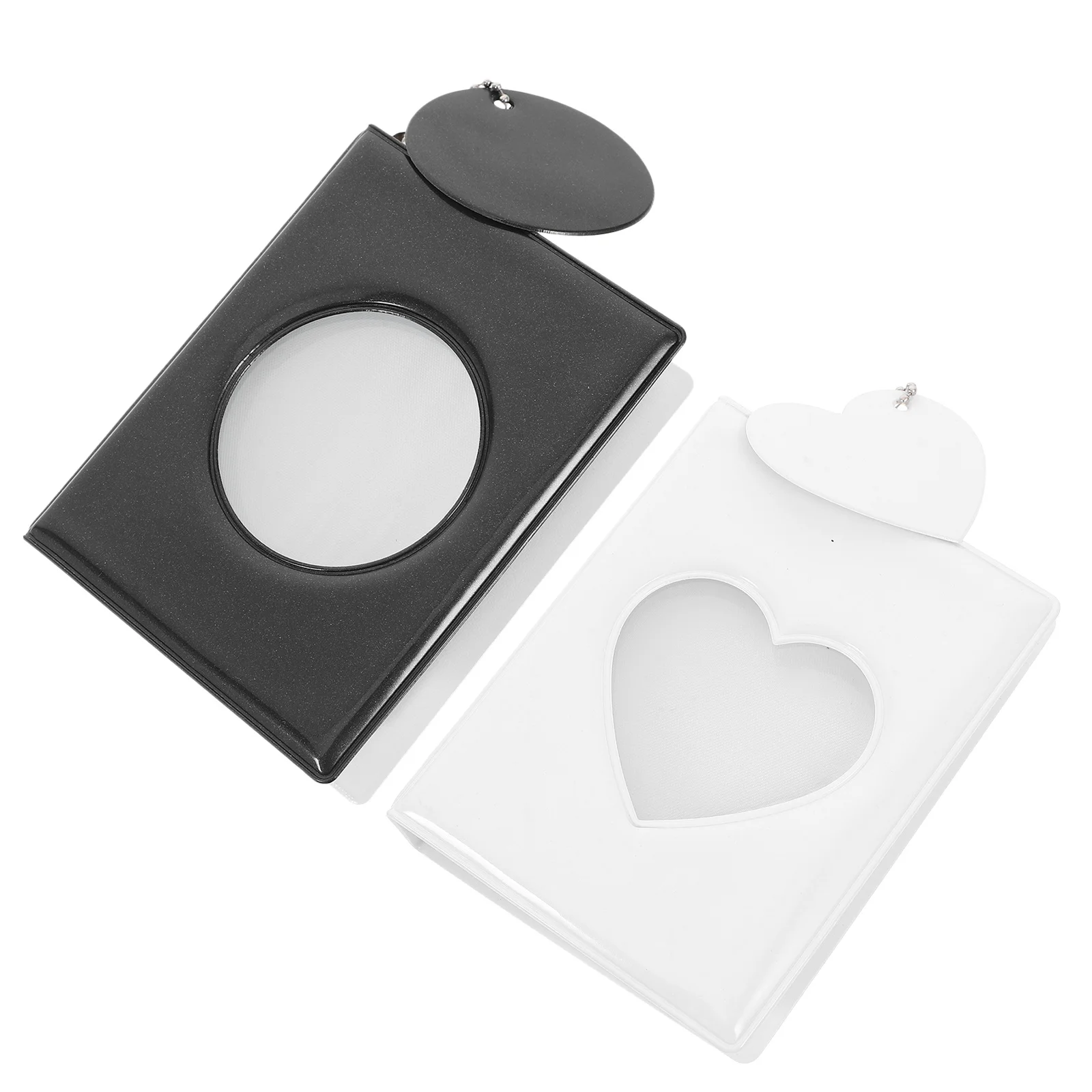 

2Pcs Mini Photocard Holder Book Photo Card Binder Round Heart Hollow Design Portable Storage Album Game Cards Organizer