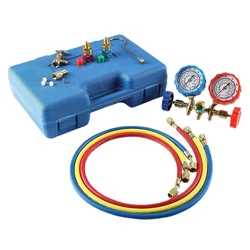 Refrigerant Manifold Gauge Air Condition Refrigeration Set Air Conditioning Tools with Hose and Hook for R12 R22 R502 R134A