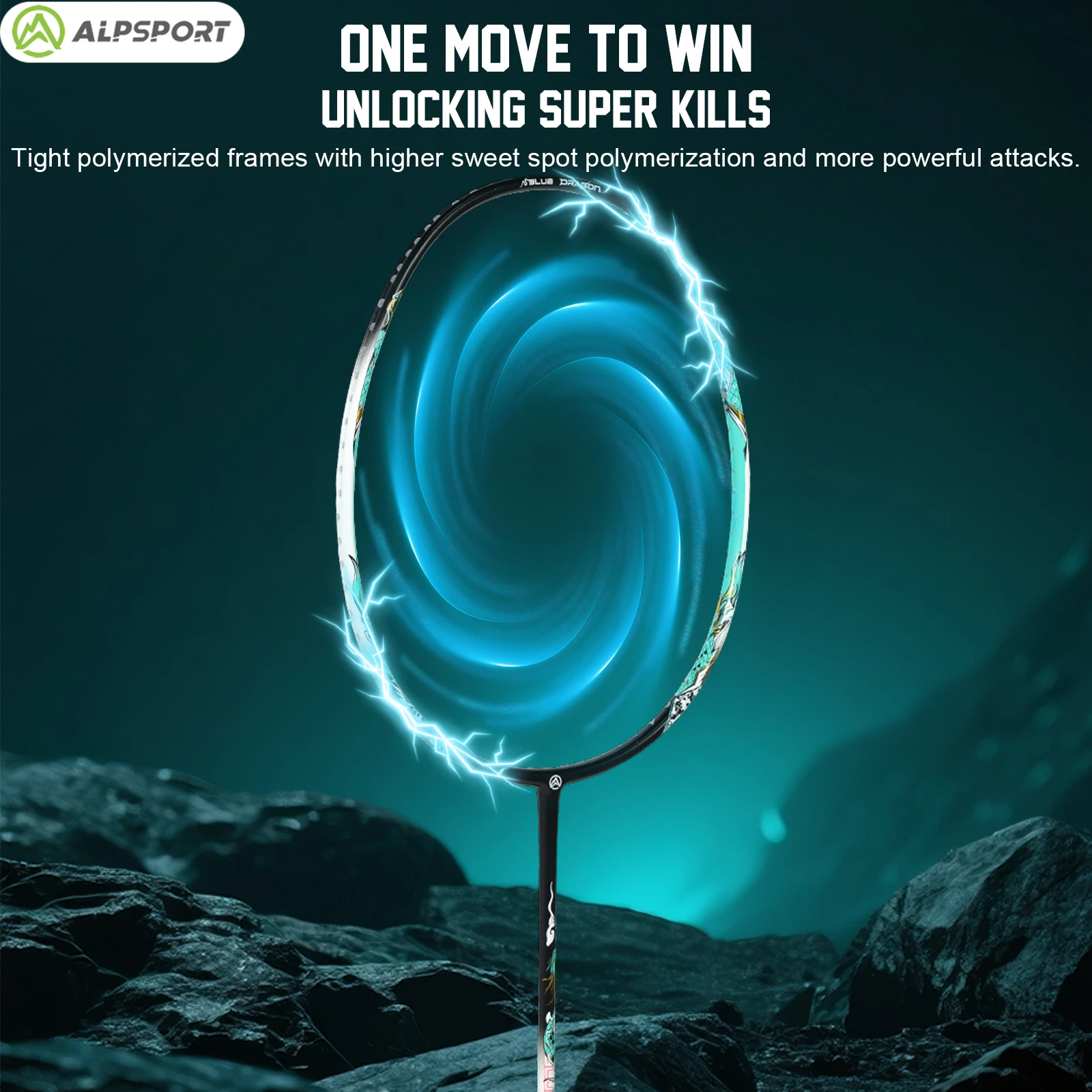 ALPSPORT 【التنين الأزرق】 5U 75 جرام إطار من ألياف الكربون مضرب كرة الريشة الهجومي والدفاع معدات رياضية خارجية شحن مجاني #4