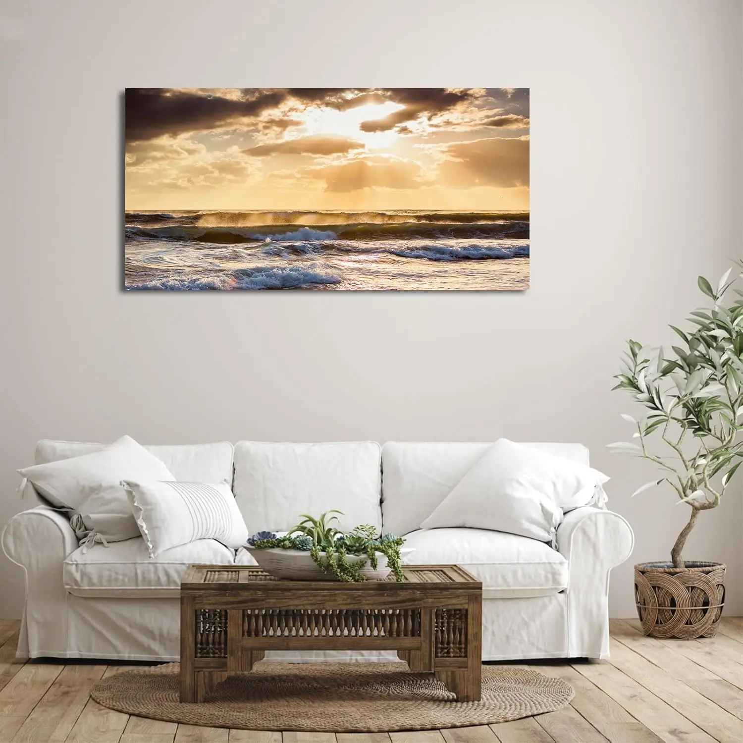 

Sunset Ocean Canvas Wall Art - Ocean Waves Wall Decor Glow Sea Scene Picture Painting Nature Landscape Prints Sunset·Hot Sale