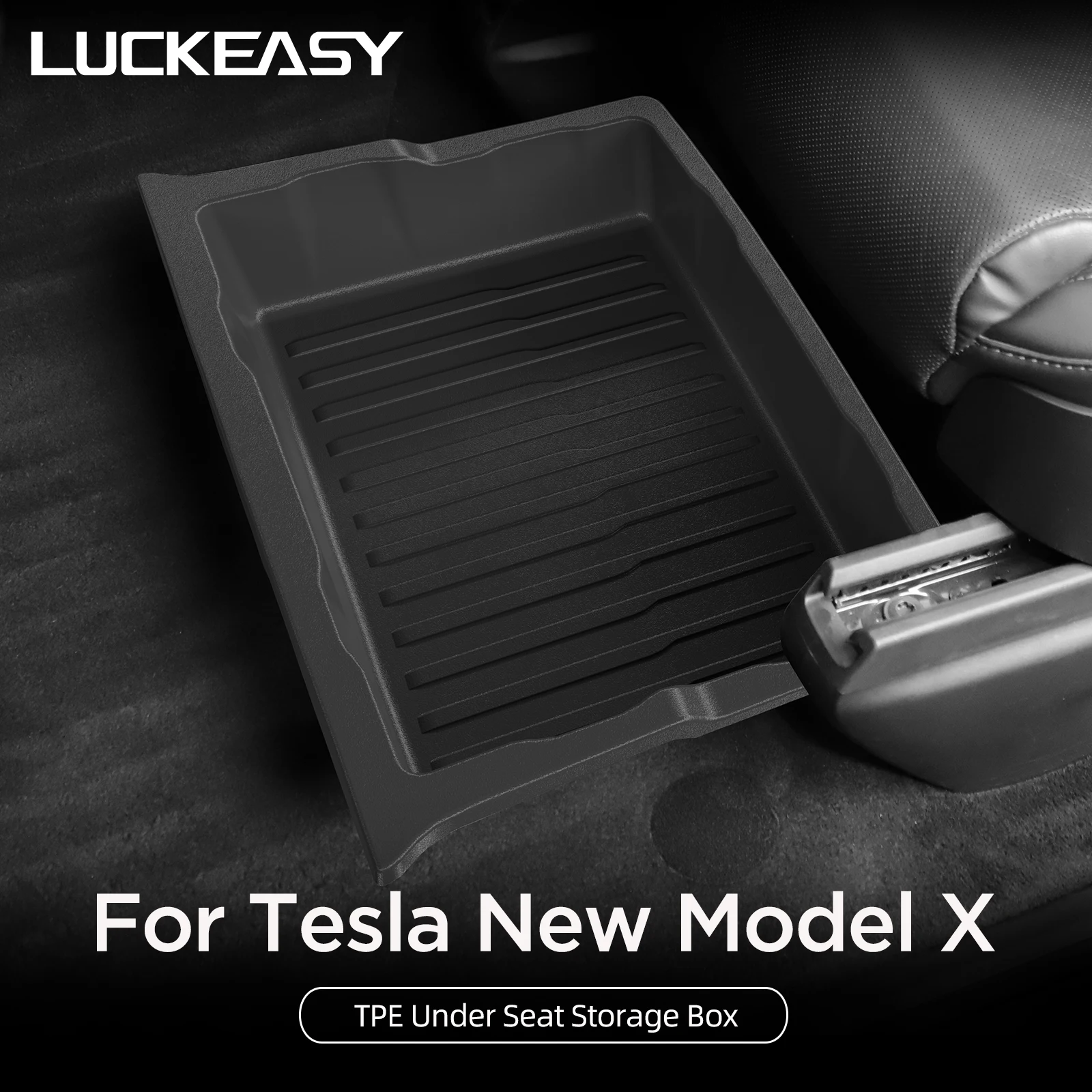 For Tesla Model X Under Seat Storage Box Car Interior Accessories Drawer Type Storage Organizer Lower Box Case 2023-2024