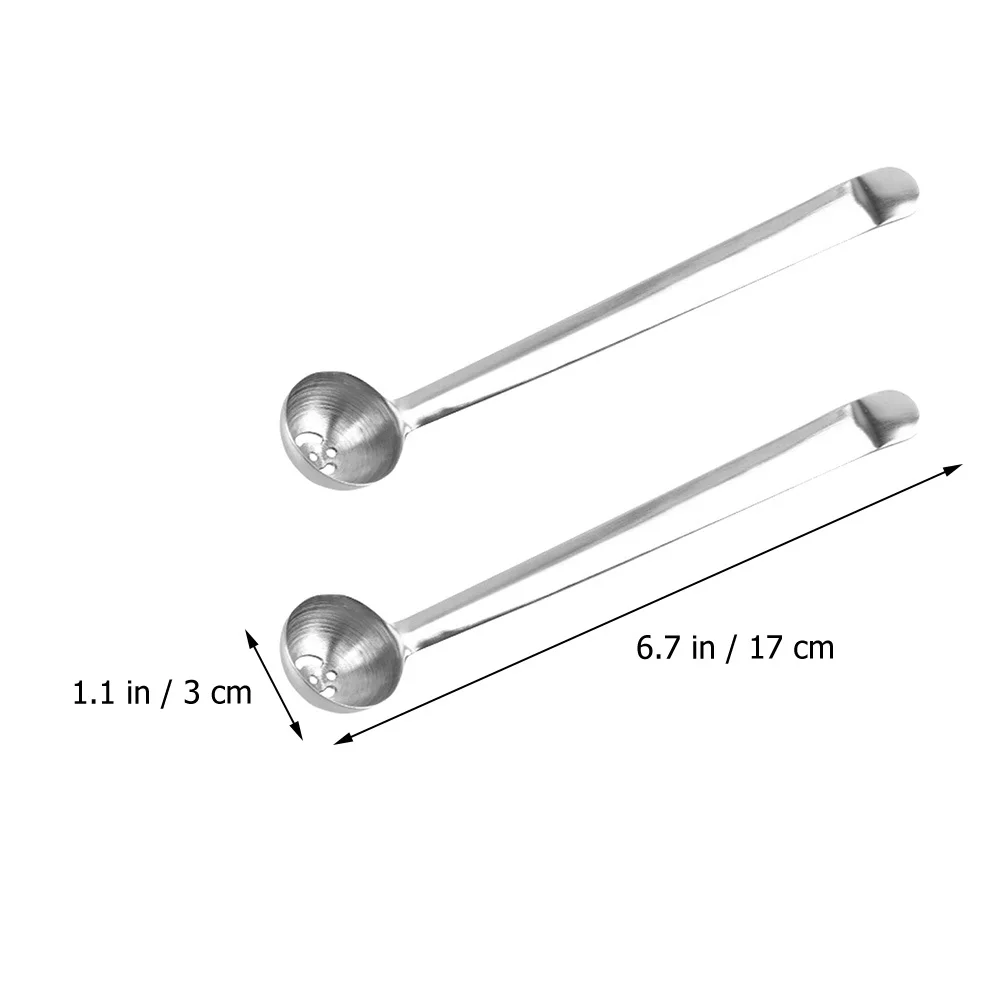 2 قطعة الفولاذ المقاوم للصدأ الزيتون ملعقة مصفاة جرة أداة ل الكرز المخللات مقبض طويل استنزاف ثقب المطبخ أداة تخدم