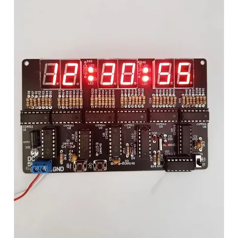 DC4.5V-5.5V 6-bit digital circuit clock kit, electronic clock teaching and practical training, welding and DIY production