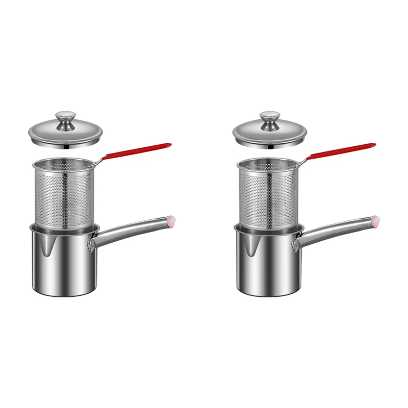 

2 кастрюли для фритюрницы, маленькая кастрюля для фритюрницы, многофункциональные корзины из нержавеющей стали, износостойкая сковорода, фритюрница-A68E