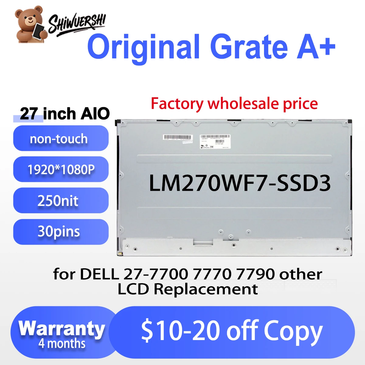 

27 "Новый оригинальный ЖК-экран LM270WF7-SSD3 LM270WF7 SSD3 IPS 1920*1080 Подходит для DELL 27-7700 7770 7790