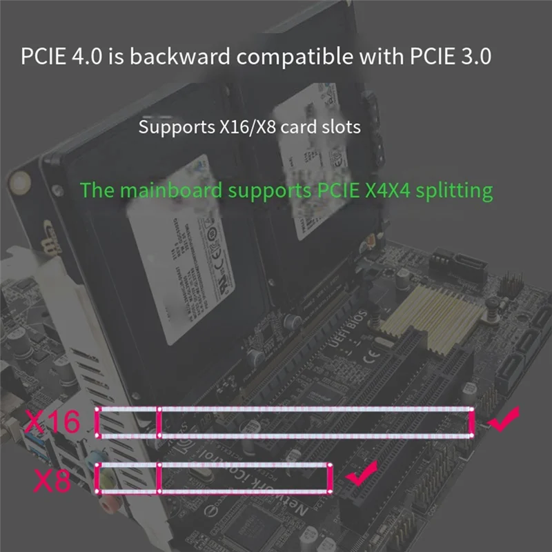 ABSL-PH46-2 Dual-Disk SFF8639 U.2 NVME And SATA 2.5-Inch Hard Drive To PCIE4.0 Split Card