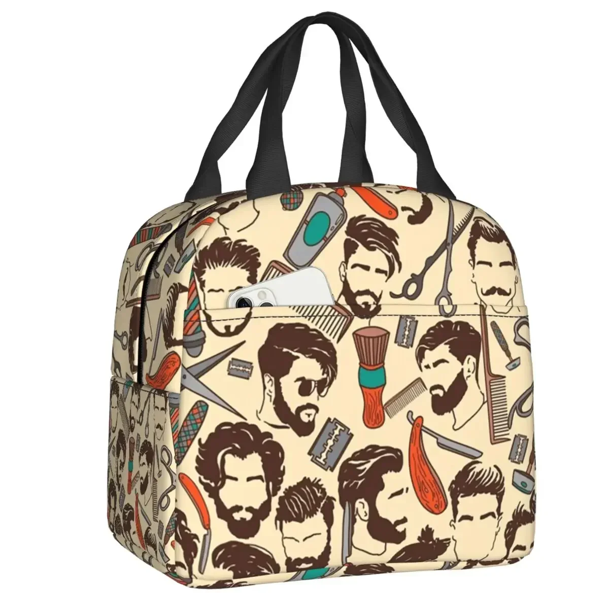 Custom Barber Tools Thermal Insulated Lunch Bag Women Razor Comb Scissors Lunch Container for Outdoor Picnic Storage Food Box