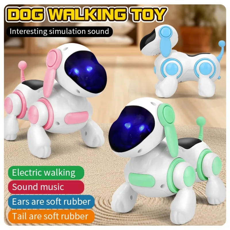 Customizable Brand Label Cross-Border Electric Walking Music Dog Toy Educational Crawler Realistic Pup Wholesale For Kids