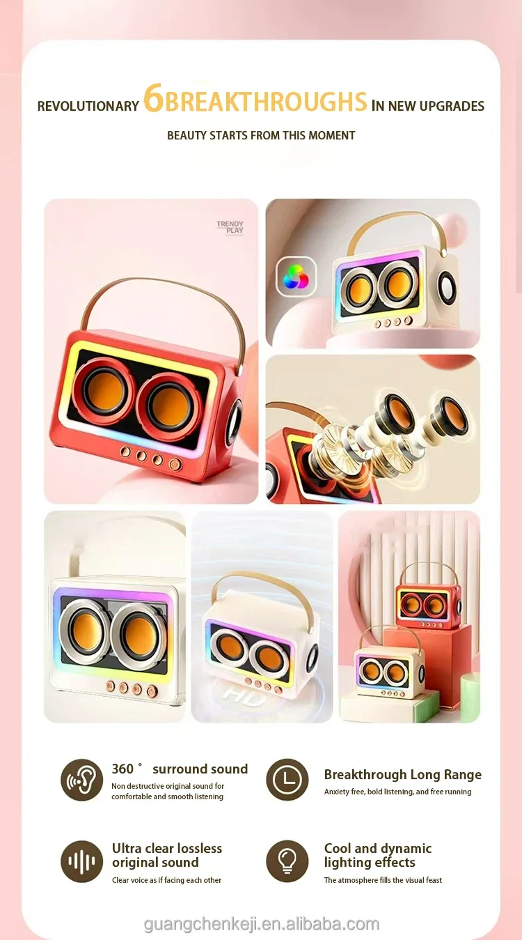 2025 New Macaron Color Premium Sound RGB Flash Dual Horn Portable Outdoor Wireless Speaker