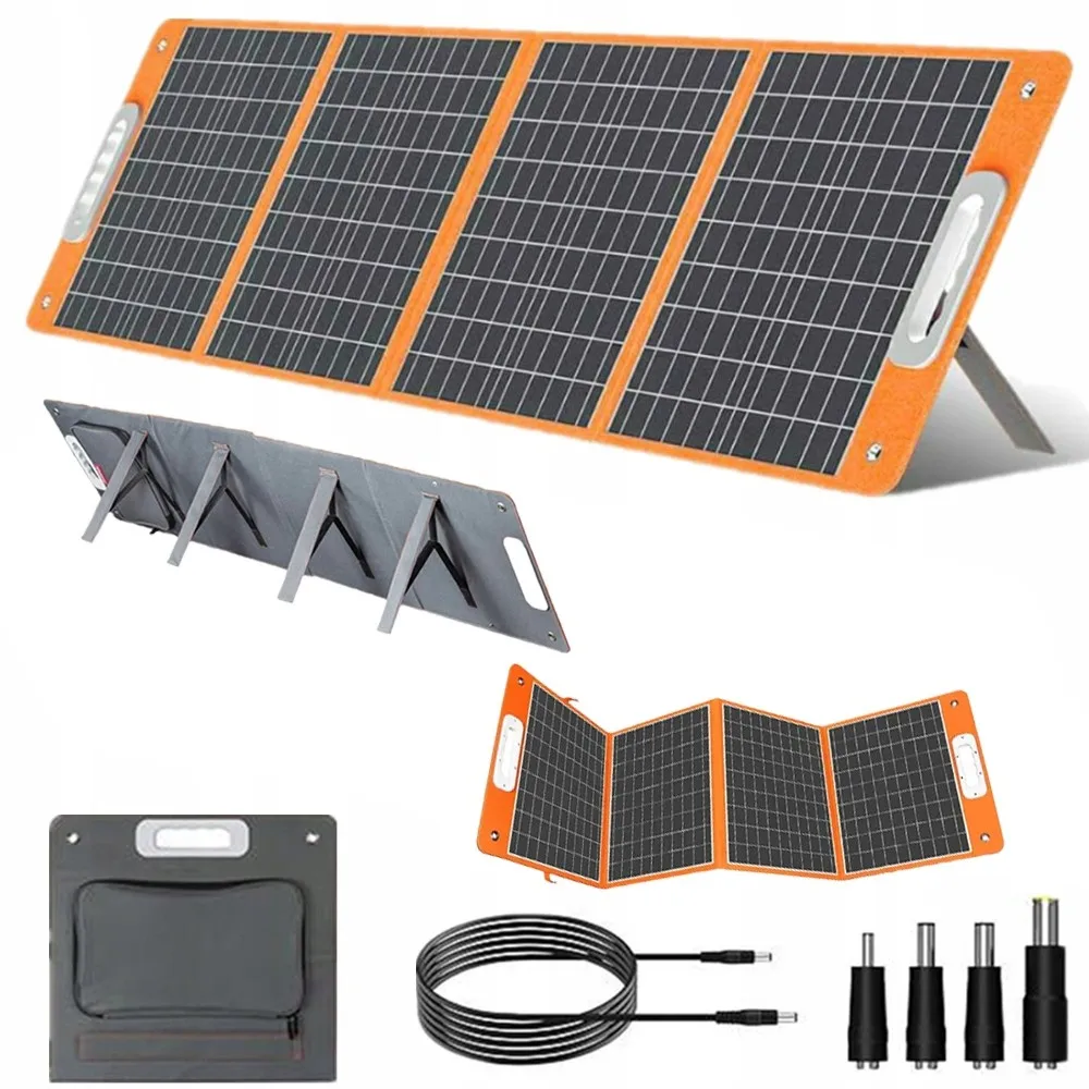 Flashfish TSP 100W Faltbares Solarpanel Tragbares Panel 18V 2-USB Outdoor-Solargenerator für tragbare Stromstationen, Camping, Wohnmobile, Wandern, netzunabhängige Notstromversorgung