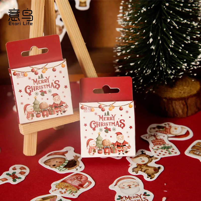 46pcs Etori Life Merry Christmas Box Sticker DIY Decorative Stationery Album Diary Cup Notebook Mobile Phone Toy Scrapbook