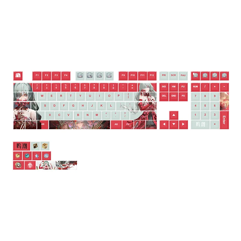 

AttackFox Custom Keycap Set Phrolova Anime Keycaps Peripheral 108 Keycaps for Mechanical Keyboard Caps PBT Five Side Sublimation