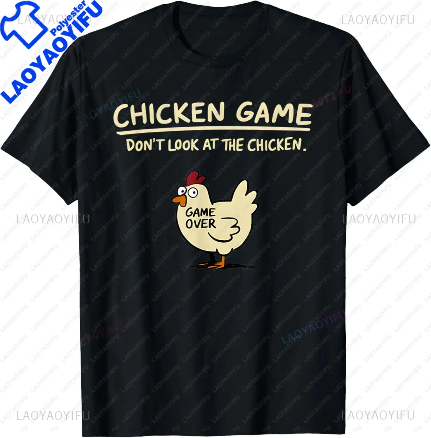 Kip Game Kijk niet naar de kip Grappige kip T-shirt Op maat bedrukte grafische T-shirt Herenkleding Ropa Hombre