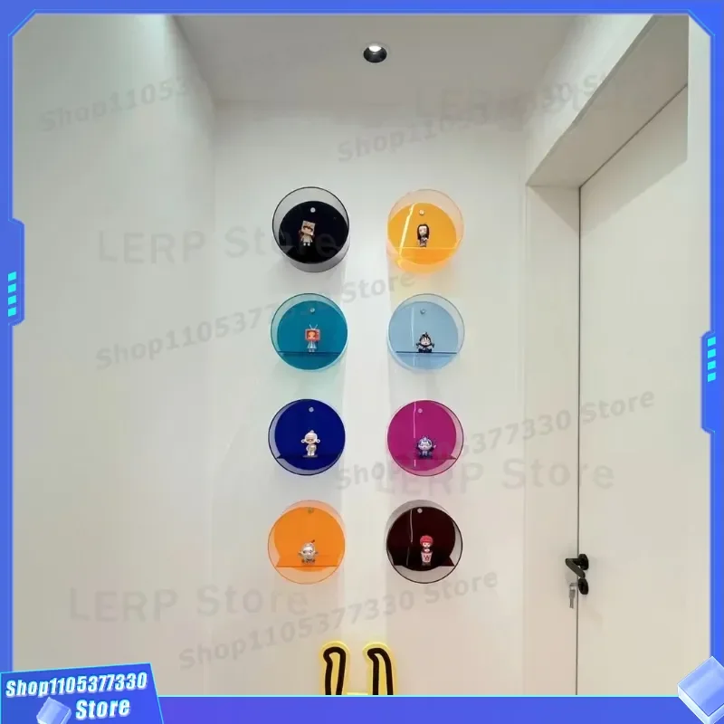 Transparent Acrylic Round Wall Hanging Display Box for Blind Box Figures Living Room Entrance Storage Shelf Home Decor Item