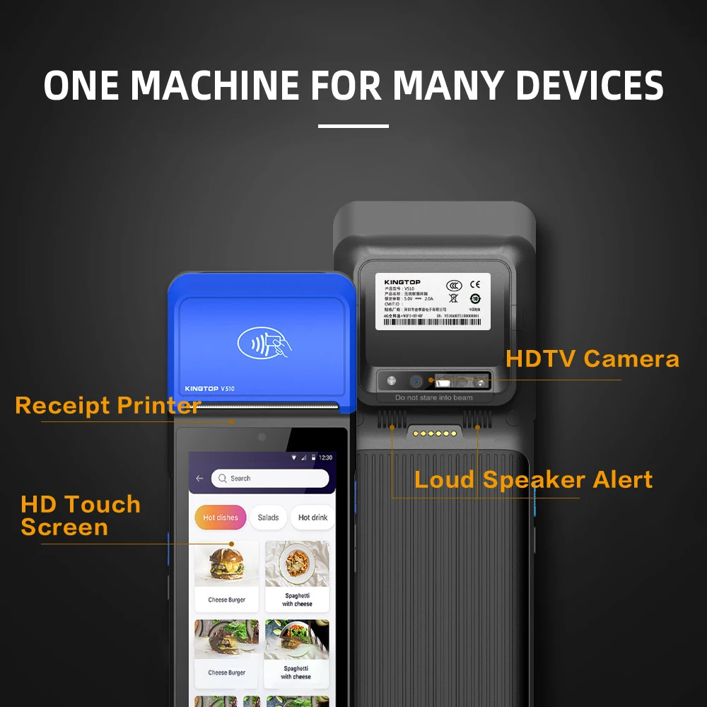 Handheld Android PDA Mini PC Pos Terminal Receipt Bill Thermal Printer Machine All in one with Camera Barcode Reader