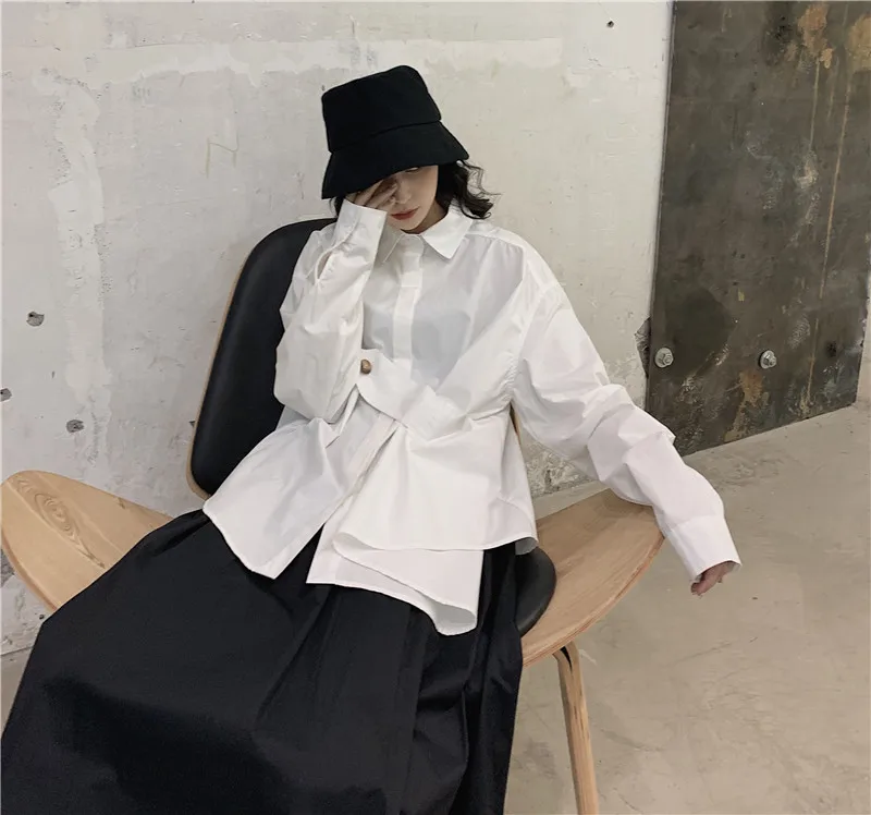 

Couples Loose Fit Button down Shirt Dark Style Cotton Long Sleeve Men's Women's Breathable Comfortable Versatile Stylish Shirt