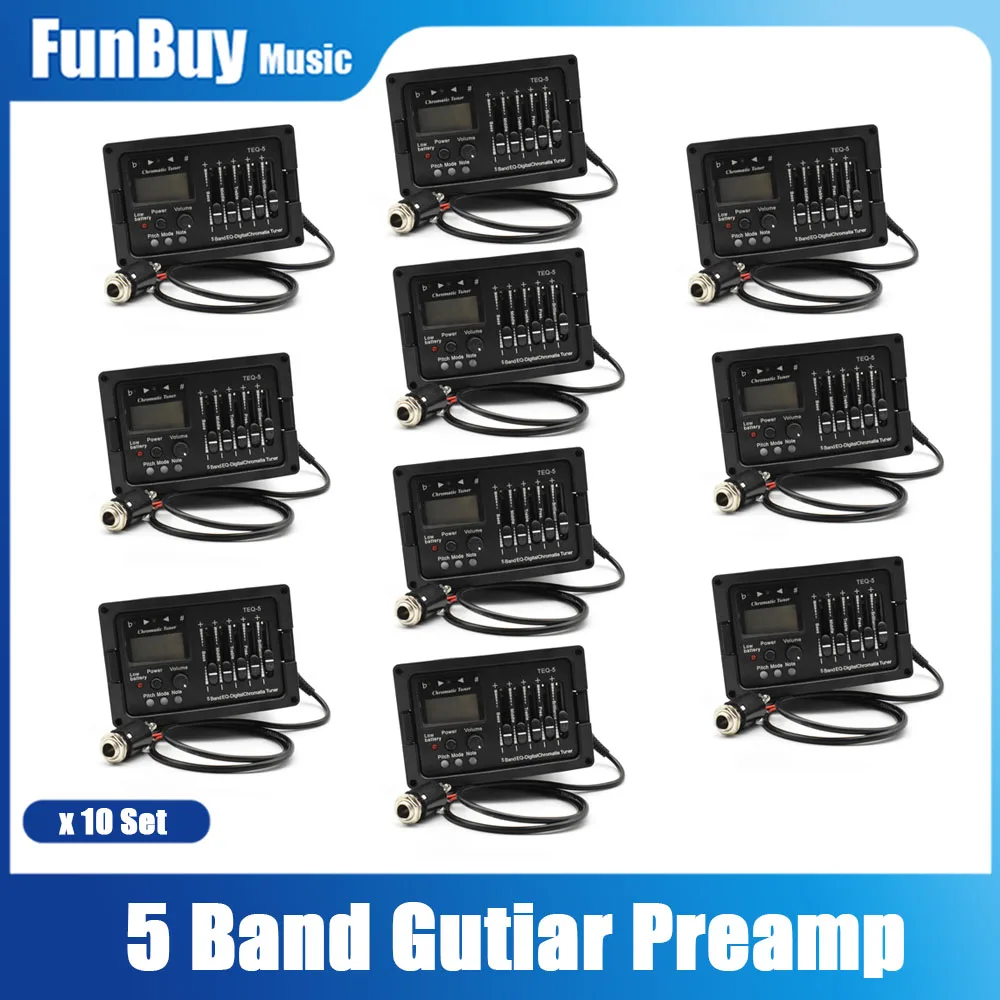 

10Set 5 Band Acoustic Guitar Pickup EQ Equalizer Classical Acoustic Guitar Amplifier Digital Chromatia Blend Tuner Piezo Pickup