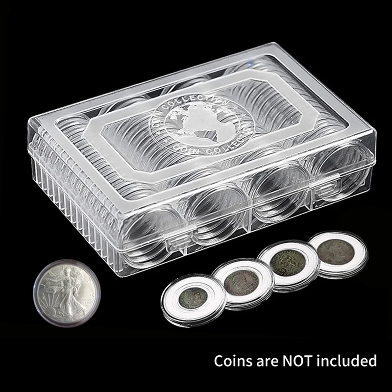 60 Coin Holder Coin Capsule Container 41mm Round Box Transparent Collectibles Coin Medals Storage Organizer Collection Supplies