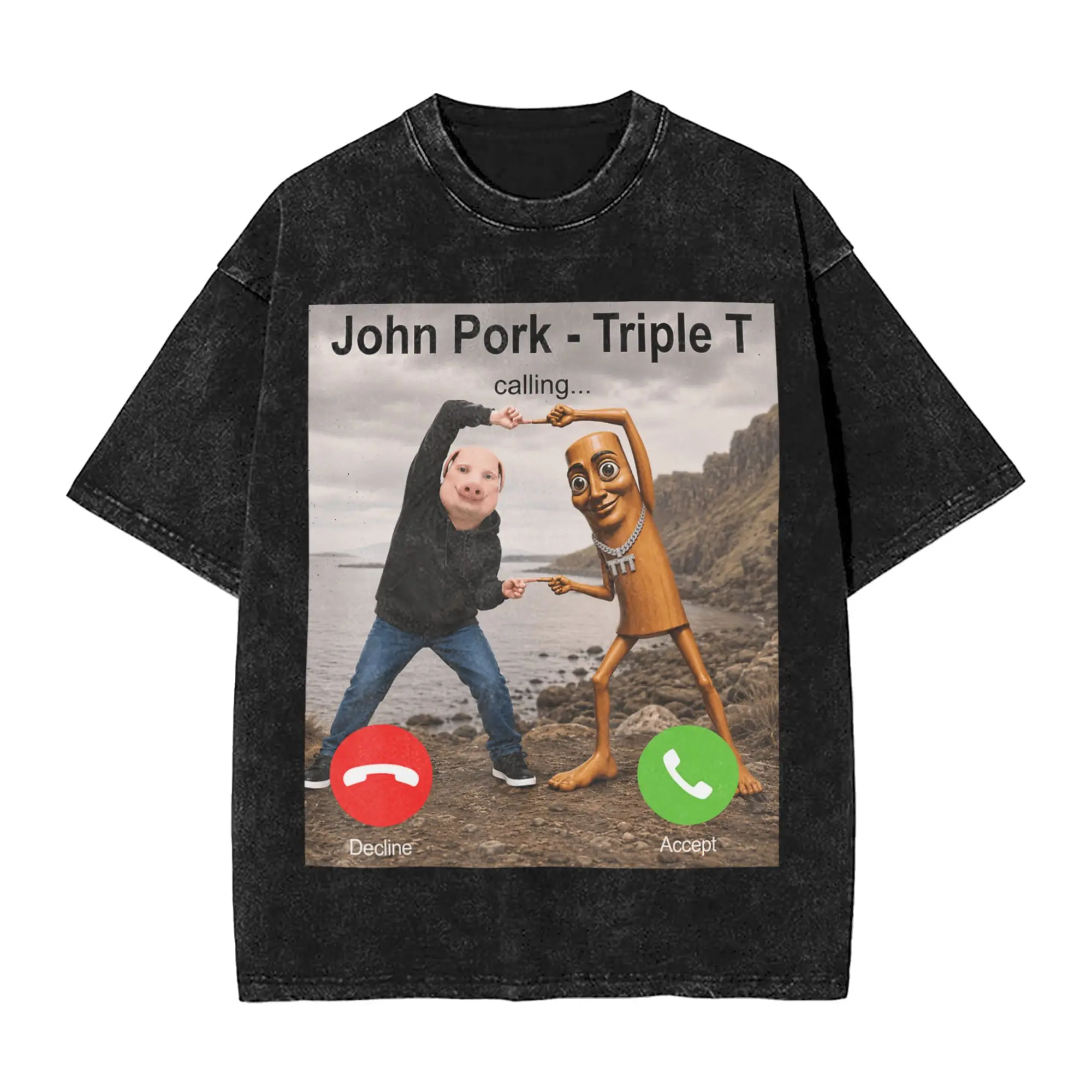 Tung Tung Sahur Triple John Pork Calling Brianrot T Shirt Fashion T Shirts Streetwear Tops Summer Cotton O-Neck Oversize Tees