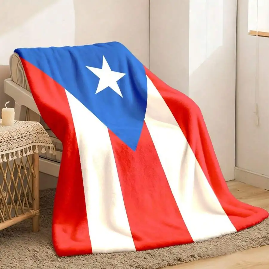 Customize 1 Piece Of Puerto Rico Blanket | Soft And Lightweight Fleece, Bright Stripes And Patterns, Warm And Comfortable, Suita