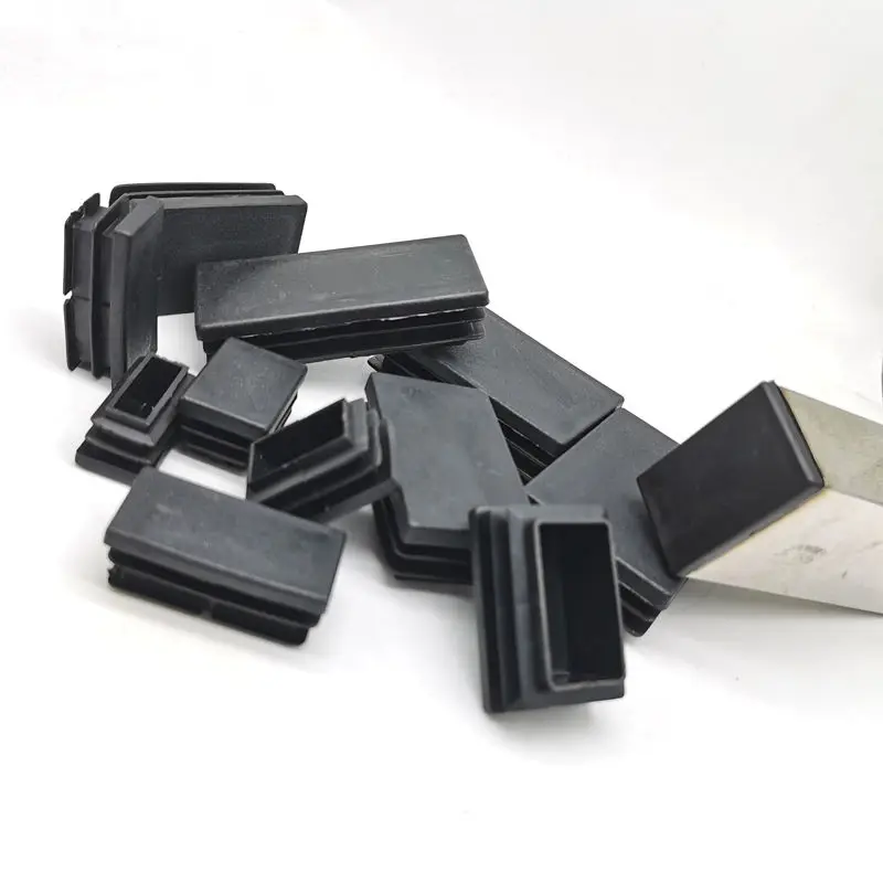 Full Size Rectangular Pipe Tube Cap Black Plastic Blanking End Caps Insert Plugs Bung Furniture Leg Anti Slip Feet Protector Pad