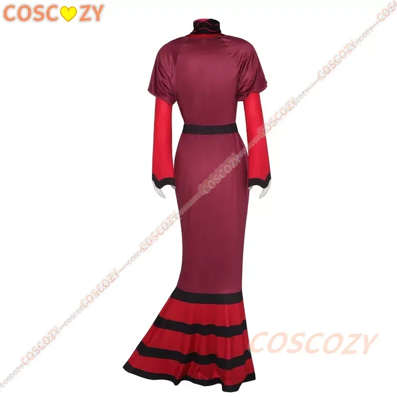 Vestido vermelho cosplay Rosie para mulheres, roupa overlord, traje anime, chapéu, roupa extravagante para festa de Halloween, adulto