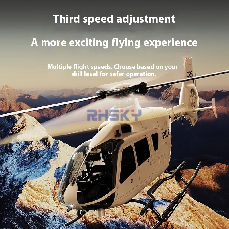C123 원격 조종 헬리콥터 Ec135 항공기 모델 광학 흐름 위치 지정 브러시리스 모터 6채널 역비행