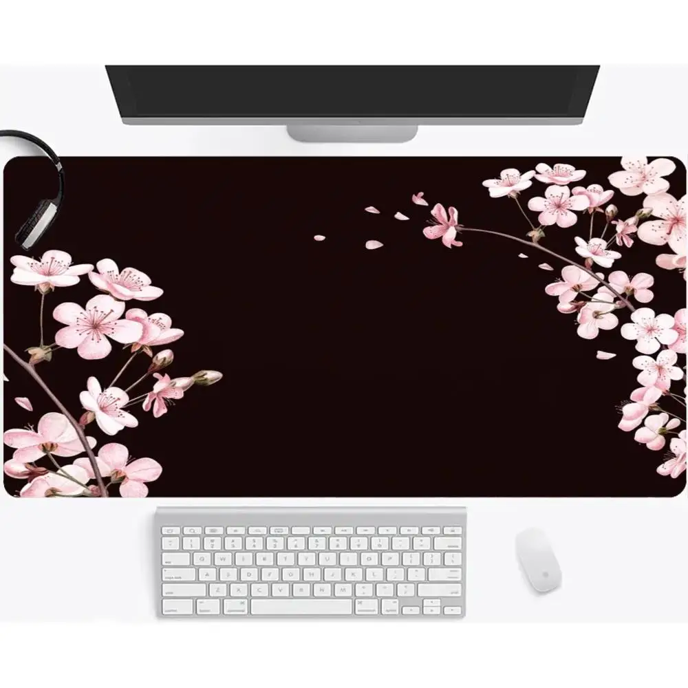 لوحة ماوس سميكة بحافة قفل مضادة للانزلاق، لوحة مكتب كبيرة جدًا على الطراز الحبر الياباني