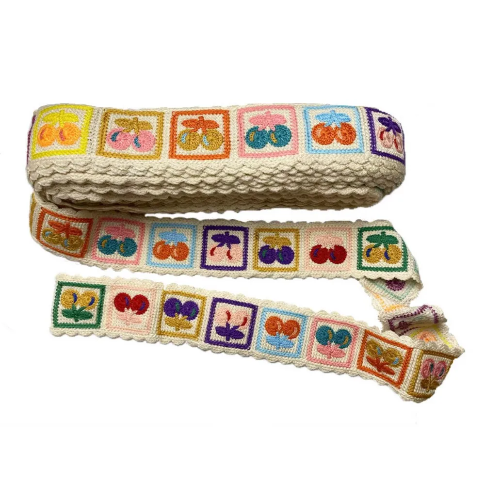 1 ياردة متعدد الألوان الكرز التطريز الزخرفية الدانتيل تقليم الكروشيه شريطة من الدانتيل الاكسسوارات اليدوية الخياطة #4