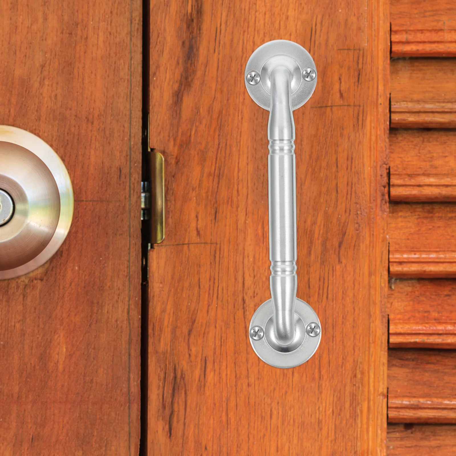 باب خشبي مزدوج، مقبض من الفولاذ المقاوم للصدأ، مثبت على السطح، سهل التركيب، سحب باب أمان مناسب لسبائك الألومنيوم الحديدية الرئيسية #4