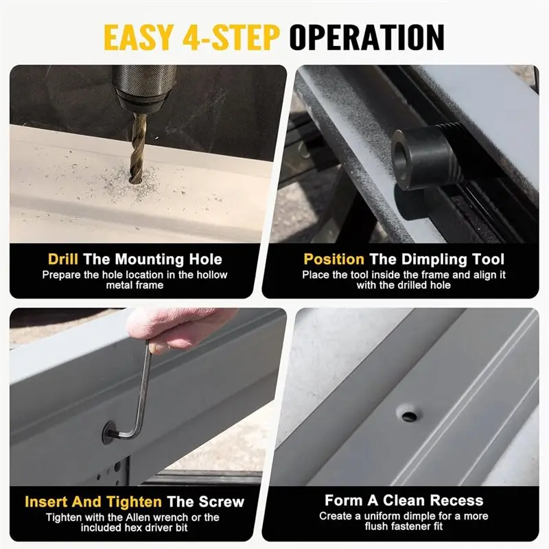 IALJ-Double-Sided Flush Fastener Recess Tool For Hollow Metal Door Frame Installation, Door Frame Dimpling Tool