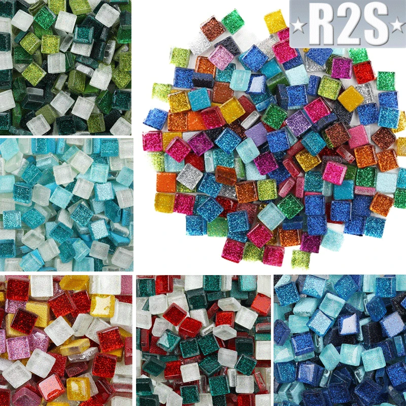 100g bricolage mélange couleur paillettes verre mosaïque pierres mosaïque carreaux verre galets artisanat matériel Puzzle pour bricolage mosaïque faisant arte