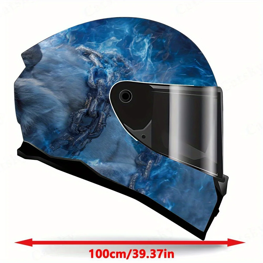 Flame Blue Eyes White Tiger Full Face Helmet Vinyl Sticker-Durable PVC Art Sticker, Suitable For Motorcycle Racing Helmets, Helm