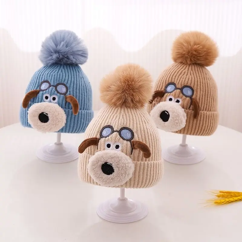 Wallace&Gromit autumn and winter children's woolen hat infants and toddlers cute warm knitted ear protection baby thickened hat