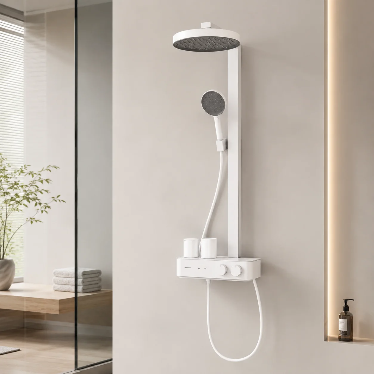 ZOGII Rain & Massage Shower Head With Brass Construction And Metered Faucets For Foam Shower Gel Use